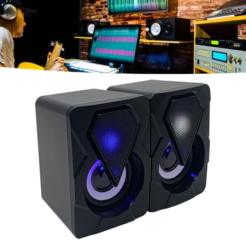 Pomya Gaming Computer Speaker, Stereo Sound with Heavy Bass and RGB Light, USB Powered Desktop Speaker for PC Games and Movies