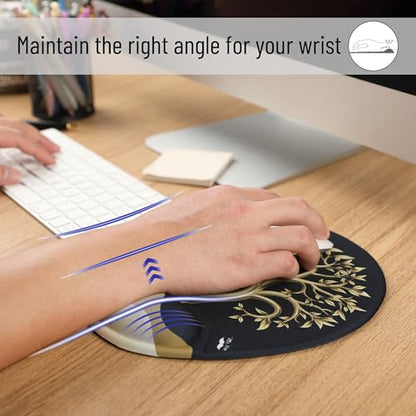 Mr. Pen- Ergonomic Mouse Pad with Wrist Rest, Golden Tree Design | Breathable Fabric with Memory Foam Cushion, Non-Slip Rubber Base, Gel Mouse Pad with Wrist Support - color: Golden Tree