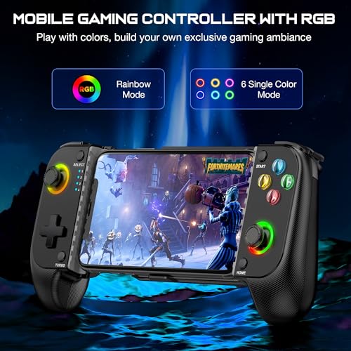 GIGEEKNY Phone Controller for iPhone/Android Support Phone Case, Mobile Game Controller with Led Light, Upgraded Joysticks, Turbo