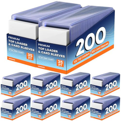 2000 Card Sleeves Top Loaders for Cards, 3" x 4" Hard Plastic Toploaders | Baseball Card Protectors, Trading Card Holder for Football Sports Cards (1000 Toploaders + 1000 Penny Sleeves) - size: 1000 Hard Sleeves + 1000 Soft Sleeves