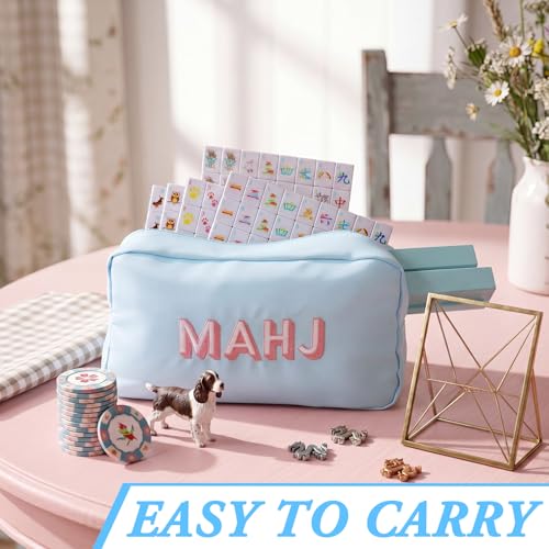 Soulchen Mini American Mahjong Tile Set Include 160 0.8 Inch Mahjong Tiles 2 Dice 4 Wooden Rulers 1 Accessory Bag 4 Beginner Rule Cards(Animal) - style: Animal