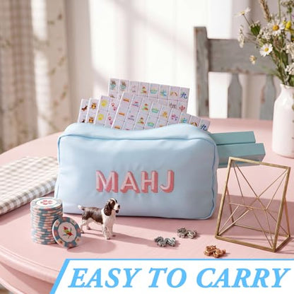 Soulchen Mini American Mahjong Tile Set Include 160 0.8 Inch Mahjong Tiles 2 Dice 4 Wooden Rulers 1 Accessory Bag 4 Beginner Rule Cards(Animal) - style: Animal