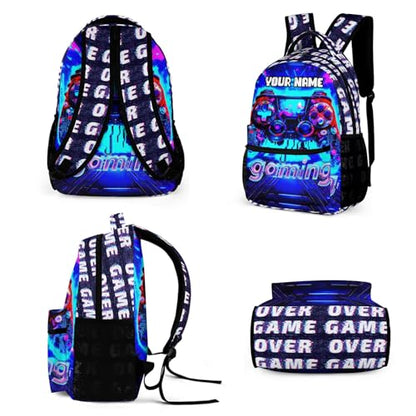 Custom Gaming Print Backpack, 17 in Laptop Bookbag for Teens | All-over print design | 900D PU nylon | Tear & abrasion resistant | Premium feel | Vibrant | Built for heavy daily use - color: Color 1 Custom