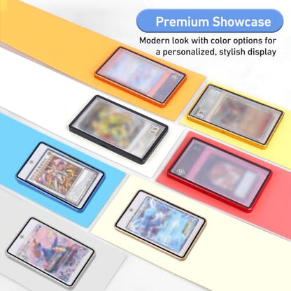 Card Case, 8-Point Magnetic Lock, Premium Aluminum Alloy Protector with 35pt One Touch Card Holder, Personalized Card Sleves Fits Trading Cards, Sports Cards, Game Cards, Collectible Cards (Black) - color: Black, style: Card Case