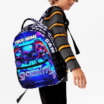 Custom Gaming Print Backpack, 17 in Laptop Bookbag for Teens | All-over print design | 900D PU nylon | Tear & abrasion resistant | Premium feel | Vibrant | Built for heavy daily use - color: Color 1 Custom