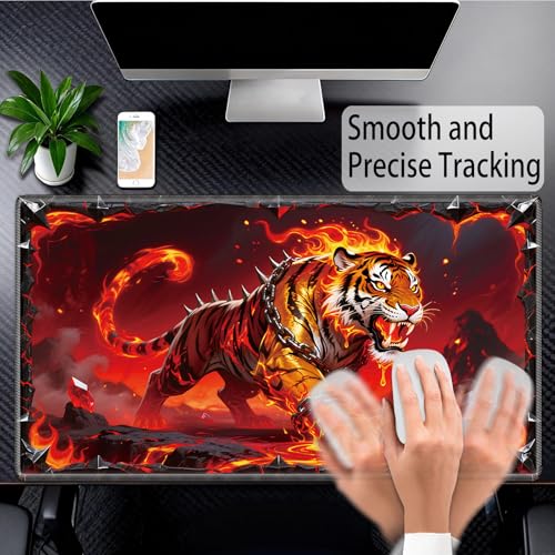 for MTG Playmat, for TCG Play Mat, 24 x 14 inches, Magic Game Card Mat Commander Playmat,Trading Card Inked Game Mat,Battle Game Rubber Non-Slip Mat - Tiger - color: Tiger