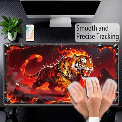 for MTG Playmat, for TCG Play Mat, 24 x 14 inches, Magic Game Card Mat Commander Playmat,Trading Card Inked Game Mat,Battle Game Rubber Non-Slip Mat - Tiger - color: Tiger