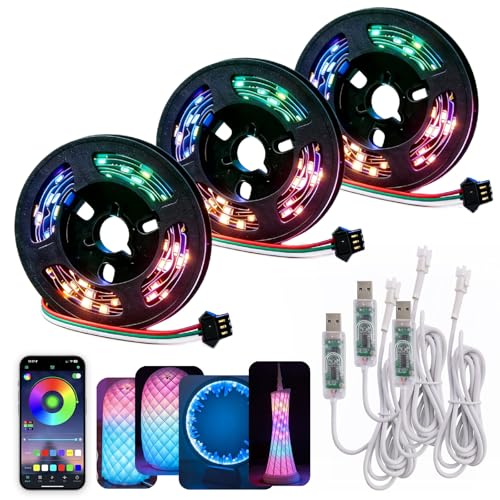 3Pack Strobe LED Lamp Kit 001 for Bambu Lab, Iridescent RGB Smart 3D Print LED Strip Light Kit, Bundle-ZH037 1M/3.28FT 3D Printing Lamp Accessories, 60 LEDs Models Lamp DIY, 16 Milllion Colors - style: 3Pack