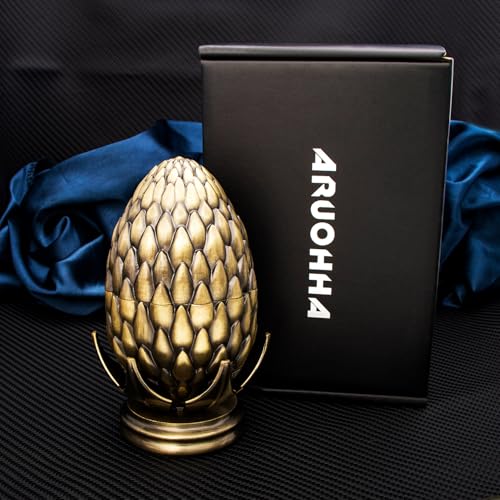 ARUOHHA DND Metal Dice Bronze Dragon Egg Dice with Rotating Dragon Egg Shell, Role Playing Game RPG Polyhedral D and D Dice Set D20 D12 D10 D8 D6 D4 - color: Bronze