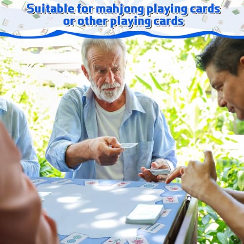Blue Mahjong Mat with Drawstring Bag 31.5” x 31.5” Anti Slip Noise Reduction Mahjong Mat for Table Gaming Table Cover for Poker, Board Games and Card Games