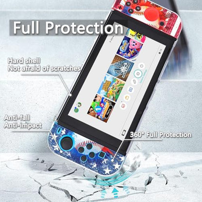 LEOPOM American Flag Baseball Switch Cover Case Protector Dockable Switch Protective Case Cover Accessories USA Baseball Gifts Ideas for Switch American Flag Baseball Game Player
