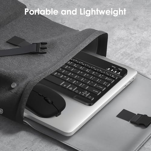 LAMA 7 Colors Backlit Bluetooth Keyboard and Mouse Combo for iPad Pro/Air/Mini, Ultra-Slim Rechargeable Wireless Keyboard and Mouse for iPhone 15/14/13 Pro/Samsung/Tablet/PC/Laptop/iOS/Windows/Android - color: Black