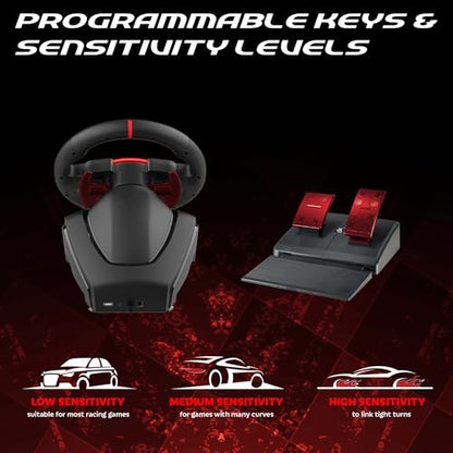 SUBSONIC Superdrive 270 GT Racing Wheel Xbox Series Switch 2/Switch PS4 PC | Steering Wheel, Dual Joysticks, Pedals, Gear Shifter for GTA 6 & Farming Simulator - Vibration, Diameter 27 cm, Rotation 270°