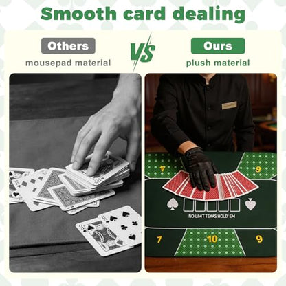Oval Poker Table Top 70 x35 inch Texas Poker Mat for Home Game Nights | Casino Home Card Game Night UP to 10 Player Smooth Surface Non Slip Poker Table Mat Carry Case (Oval-Green) - color: Oval-green