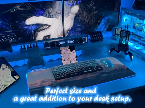 JMIYAV White RGB Gaming Mouse Pad 31.5x12 Inch PC XL Large Extended Glowing Led Light Up Desk Pad Non-Slip Rubber Base Computer Cute Mousepad Mat Desk Accessories Gaming Setup 93-802 - color: Ember Peaks