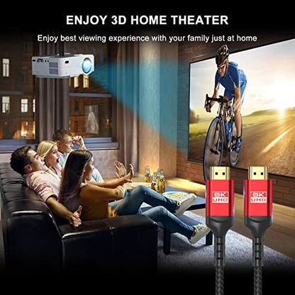 8K HDMI Cable 30FT, Ultra 48Gbps High Speed, Supports 4K@120Hz 8K@120Hz, eARC, HDR10, DTS:X, HDCP 2.2 & 2.3, Compatible with PS4/5, Blu-ray, Monitor, PC - size: 30 Feet