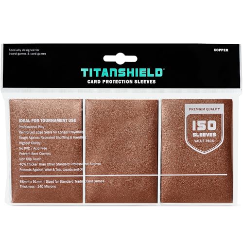 TitanShield Card Sleeves, Copper (150 Sleeves) - Fits Pokemon, MTG | Compatible with Pokemon, MTG Magic the Gathering, One Piece, Lorcana, Flesh & Blood - Trading Card Deck Protectors - color: Copper, size: Standard | 66x91mm
