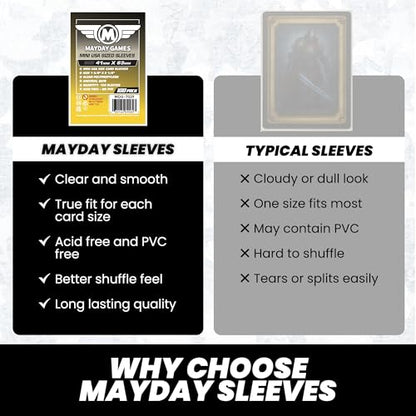 MayDay Games Mini USA Card Sleeves 41x63mm - Clear Polypropylene, 40 Micron, 400 Standard Board Game Card Sleeves- MDG-7039