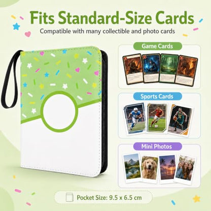 9 Pocket Card Binder 900 Card Holder Album, Green Donut Trading Cards Holder Zipper Binder for Girl Teen Collection (Green Donut, 900 Pocket) - color: Green Donut, size: 900 Pocket