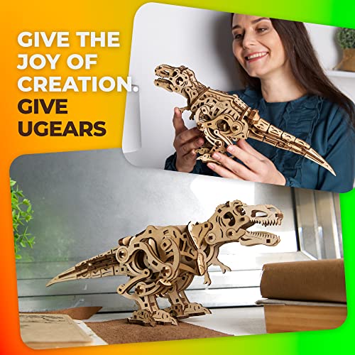 UGEARS Tyrannosaurus Rex 3D Wooden Puzzles for Adults - Wooden Model Kits for Adults D Rex Dinosaur Puzzle Kit Mechanical Models Automaton Kit Brain Teaser, Hobby Set Home Decoration - style: Tyrannosaurus Rex