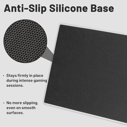 Glass Gaming Mouse Pad, Hard Mousepad for Gaming, 13.7” x 9.8” Ultra-Smooth Micro-Etched Surface Mousepad, Improved Precision & Speed, Anti-Slip Base, Silver - color: Silver, size: 13.7L x 9.8W inches