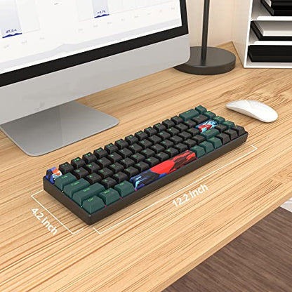 60 Percent Gaming Keyboard Mechanical with Linear Red Switch, 65% Wired Ultra-Compact Mini Keyboard Rainbow with PBT Keycaps for Ps4/Ps5/Xbox(68 Green) - color: 68 Green/red swicth