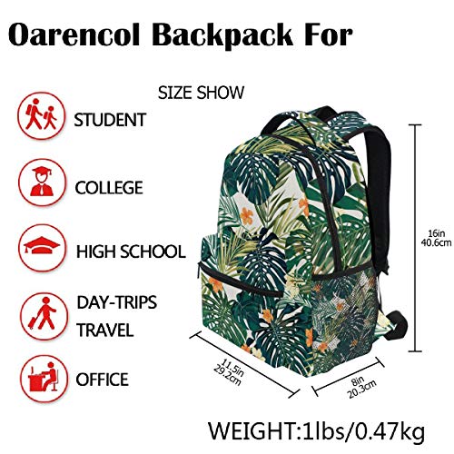 Tropicalsummer Hawaiian Flower Palm Leaves Orange Floral Backpacks Bookbags Daypack Travel School College Bag for Womens Mens Boys - color: Multi Pattern 19