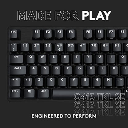 Logitech G413 TKL SE Mechanical Gaming Keyboard - Black | Tactile switches, anti-ghosting, compatible with Windows and macOS, compact design - size: TKL