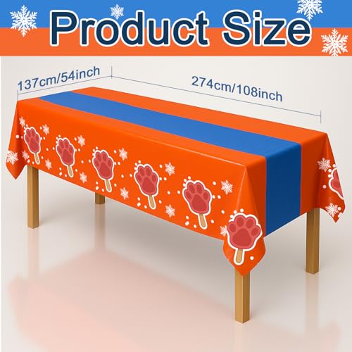 3pcs Dog/Cat Paw Birthday Tablecloths, 54"x108" Plastic Disposable | Animal Theme Party Supplies, Puppy Table Covers, Rectangle Orange Blue Table Cloth, Ice Cream Summer Vacation Pool Party - color: Claw Ice Cream, size: 3pcs