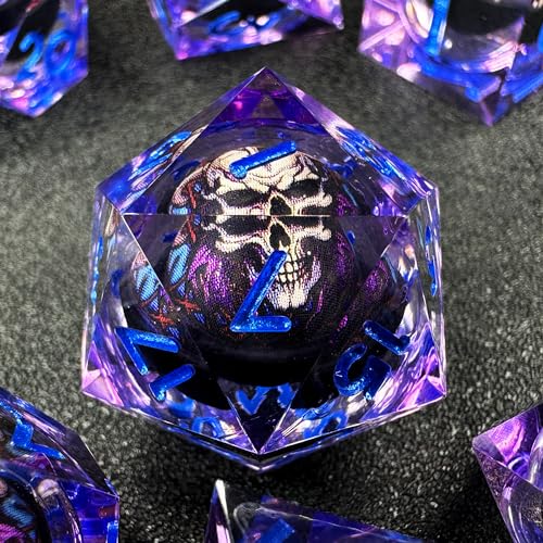 HAOMEJA Skull D&D Monster Resin Dice Set DND Skeleton 7 PCS Sharp Edges Dice with Gift Bag Apply to Dungeons and Dragons Role Playing Game Gift (Skull B & Purple) - color: B Skull B & Purple