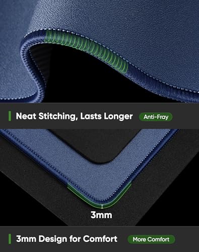 ALOANES Non-Slip Extended Mouse Pad Office&Home Desk Mat Stitched Edge | Dark Blue Waterproof Jacquard Mousepad for Keyboard, Computer Game 31.5"x11.81"x0.12" - color: Dark Blue, size: 31.5L x 11.8W inches