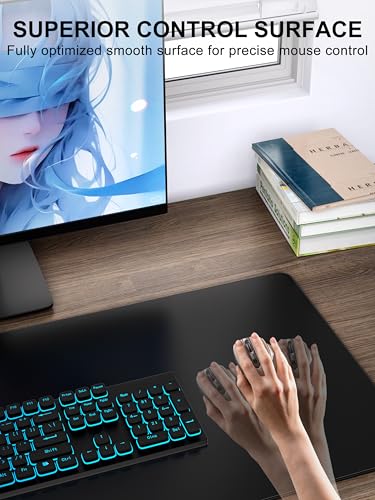 TopMade 4-in-1 Mouse Pad with 15W Wireless Charging, Foldable Phone Holder, 31.5" x 15.75" XXL Large Desk Pad, Gaming Mousepad with Ultra-Smooth Surface, Non-Slip Base, Waterproof Desk Mat, Black - color: Black-Phone Holder-31.5"x15.8"
