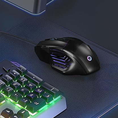 GAME PUNK Pro Series Optical Wired Gaming Mouse, Ergonomic Wired Mouse with RGB LED Lights, 3,600 DPI, and 7 Mappable Tactile Buttons, Compatible with Windows, MacOS, PlayStation 5, Xbox Series X/S - color: Black