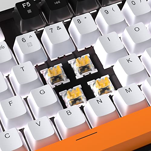 MageGee 75% Mechanical Gaming Keyboard, Yellow Switch, LED White Backlit, 87 Keys Compact TKL Wired Computer Keyboards for Windows Laptop PC Gamer - White/Black - color: White Black/Yellow Switch