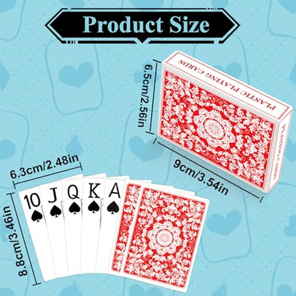 Plastic Playing Cards Waterproof Cards Poker Card 2 Pack Playing Card Large Print for Adults Seniors, Deck of Card Set Poker Cards for Beach Trip Pool Party Games (Red) - color: Red