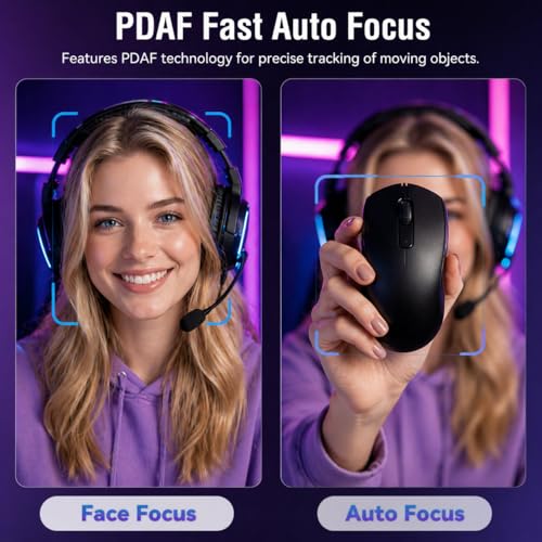 4K Webcam for PC Computer PDAF Autofocus with Built-in Microphone Windows | 1080P@60fps, Privacy Cover, Dual Noise Cancel Mics, 8X Digital Zoom, 78° FOV, Compatible Zoom Teams Twitch Google Meet