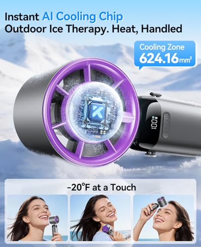 KIMMOO Handheld Portable Turbo Fan with Ice Cooler, Powerful 21000 RPM, Speed (1-199), Up to 14Hrs Cooling, Rechargeable Personal Fan, Small Pocket Hand Fans for Travel/Outdoor/Home/Office (Grey) - color: Grey