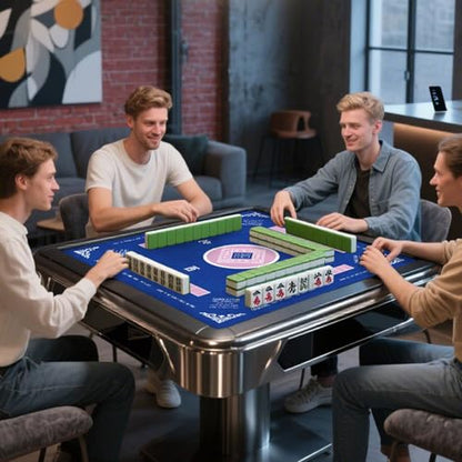 31.5 Inch Mahjong Mat for Table, 3MM Non-Slip & Noise Reduction Gaming Mat with Drawstring Bag, Perfect for Poker, Board Games, Card Games, Tile Games, and Dominoes (Bule) - color: Blue