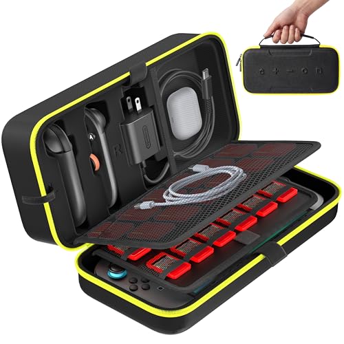 OIVO Carrying Case Compatible with 2025 Nintendo Switch, Portable Switch 2 Travel Carry Case Fit for Joy-Con 2 & Adapter, Hard Shell Protective Pouch Bag with 24 Game Slots, Yellow - color: Yellow, size: 2025 inches