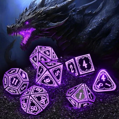 Light up LED DND Dice Set Rechargeable for Gift Dungeons and Dragon RPG | FONVGOGO D and D Glow in the Dark Dice with Charging Box for Tabletop Games, TTRPG, Dice Enthusiasts Collectors, DND Campaign - color: Astral Shard Purple