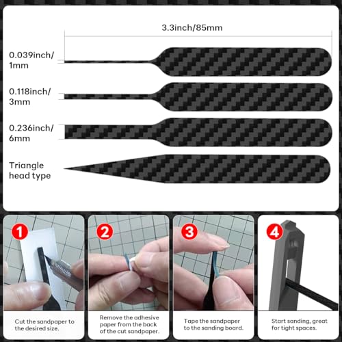 stedi Carbon Fiber Sanding Sticks 7PCS Hobby Model Tools for Sandpaper | Carbon Fiber Material Fine Detail Sanding Adhesive Sandpaper Compatible Plastic Models Part Modification - style: 7PCS Carbon Fiber Sanding Sticks