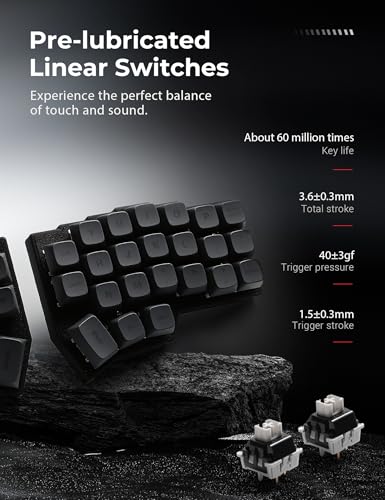YIVU CORNE V4 Wired Split Mechanical Keyboard, 40% 3x6 Ortholinear Layout, Ergonomic Support, QMK/Vial Programmable, Hot-swappable RGB Gaming Keyboard, Pre-Lubricated Linear Switches