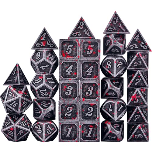 Extended Metal Dice RPG Set | 31 Piece Polyhedral Dice for DND5E Tabletop Role Playing Adventure Games (Iron Red) - color: Iron Red