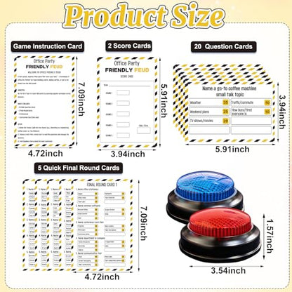 Office Party Friendly Feud Game with 2 Answer Buzzers, Team Building Feud Cards for Family Game Night Fun Trivia Quiz for Work Staff Coworkers Company Groups Holiday Gathering