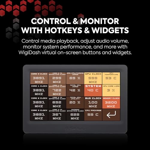 G.SKILL WigiDash PC Command Panel - 7 inch Touch Display, Up to 20 (5x4) Widget Grid, Customizable Hotkeys/Shortcuts/Widgets, Monitor System Performance (Windows 10 and 11, USB Powered)