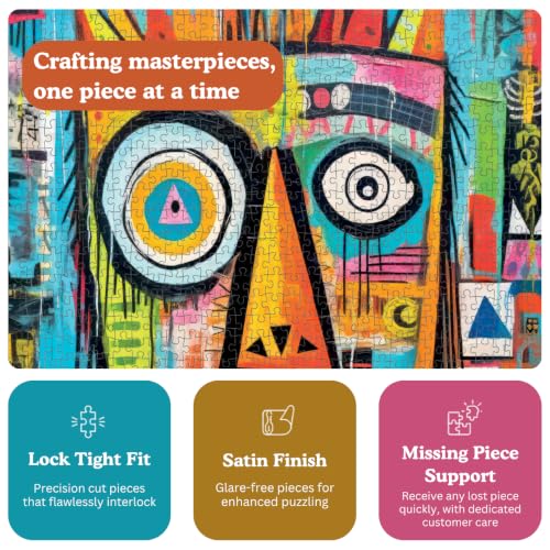 Cross & Glory | 1000 Piece Jigsaw Puzzles for Adults | Crowned Canvas | Mask Majesty | 2mm Thick Pieces | Bonus Reference Poster | Satin Finish | Ages 14+ - color: Crowned Canvas Mask Majesty