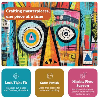 Cross & Glory | 1000 Piece Jigsaw Puzzles for Adults | Crowned Canvas | Mask Majesty | 2mm Thick Pieces | Bonus Reference Poster | Satin Finish | Ages 14+ - color: Crowned Canvas Mask Majesty