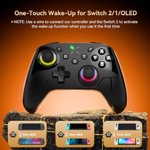 FASTSNAIL Wireless Controller for Nintendo Switch 2/1/OLED | Hall Effect Joystick P-Controller with 12 RGB/Programming/Motion Control/Gyro Axis/Turbo/Vibration/Screenshot/Wake up