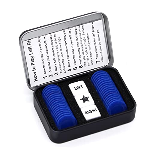 Bilywey Left Right Dice Set with 3 Dices + 36 Blue Chips (Blue) - color: Blue