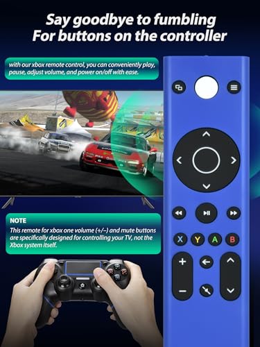 New Gaming Media Remote Control for Xbox One, Xbox Series X|S, with Backlit Buttons (Color: Blue)